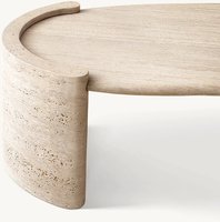 Table basse personnalisée en marbre travertin beige pierre naturelle pour l'extérieur
