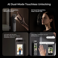 Serrure de porte intelligente LNDU H10 à double caméra, écran de visualisation de 4,5 pouces, reconnaissance faciale 3D, interphone vidéo, serrure de porte automatique