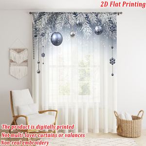 COSENNATUR Rideau occultant transparent personnalisé pour Noël, 100 % polyester, passe-tringle, impression numérique 2D, moderne, toutes saisons, pour les fêtes - Product Image 3