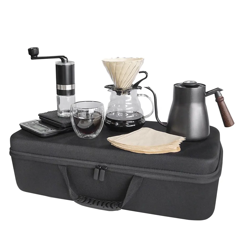 Outdoor Reizen Koffie Kit Met Giet Over V60 Zwanenhals Ketel Grinder Schaal Timer En Koffie Mok