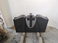 Pierre tombale commémorative en granit noir naturel gravée au laser sur mesure pour cimetière, vente en gros