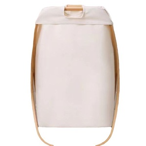 <b>Collapsible</b> Laundry Basket Canvas Foldable Rectangle Off White Standing Type Clothes <b>Storage</b> Organizer - Product Image 5
