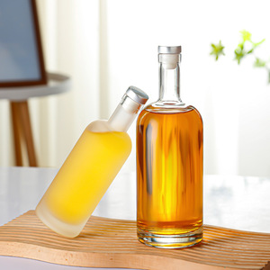 Chai rượu cổ điển hình trụ cổ dài làm từ thủy tinh tái chế, in lụa, dung tích 100ml, <span class=keywords><strong>200ml</strong></span>, 500ml, 375ml, 750ml, dùng cho rượu Whiskey, Bourbon, Gin - Product Image 3