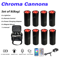 Projecteur LED Muxxdj Chroma Cannons 15W RGBAW UV 6-en-1 DMX512 à batterie rechargeable pour DJ, éclairage de scène et mariages