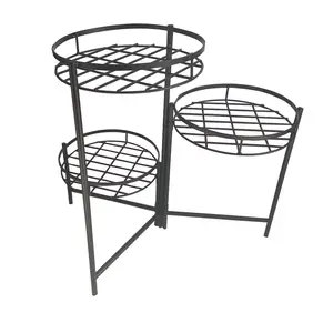 Wholesale Indoor & Outdoor TP-GARD-150PS003 3-Tier Classic Finial Folding Metal Wire Plant Stand for Flower Green Plant Pot