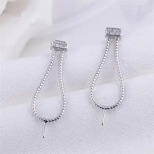 SSE03 Twisted Textured Earring Settings 925 Sterling Silver Earring Mounts to stick Round Pearls on