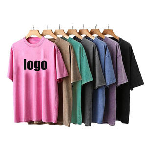 เสื้อยืดผ้าฝ้าย100% สำหรับผู้ชายหรูหราไม่มีลายพิมพ์โลโก้สไตล์วินเทจเสื้อยืดโอเวอร์ไซส์ซีดจางออกแบบได้ตามต้องการ - Product Image 1