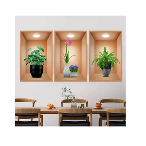 Soggiorno autoadesivo tv sfondo vaso 3d stampa adesivi da parete pianta - Product Image 1