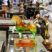 Cristal chinois verre Tang cheval zodiaque artisanat créatif bureau décoration de la maison couleur ornement Figurine Culture ancienne