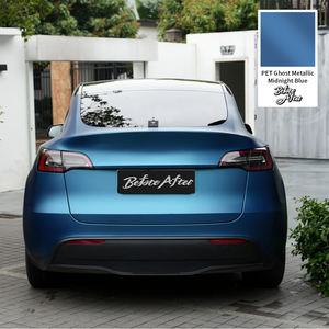 Venta al por mayor stock personalizado PET Ghost Metallic <span class=keywords><strong>Midnight</strong></span> Blue pegatinas decorativas para coche Metallic Blue lámina para envolver Coche - Product Image 5