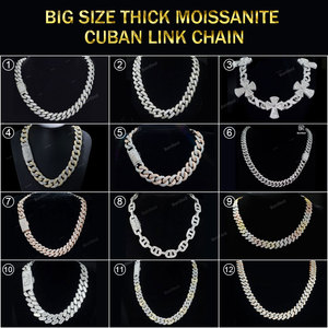 Collar de Cadena Cubana con Moissanita VVS de Corte Baguette Personalizado, Estilo Hip Hop, Plata 925 Chapada en Oro, Joyería Fina para Hombre - Product Image 3