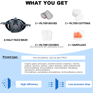 Desain baru M701 penutup wajah setengah silikon masker Gas Filter ganda <span class=keywords><strong>Respirator</strong></span> katup pernapasan dapat disesuaikan klip hidung untuk pelukis - Product Image 5