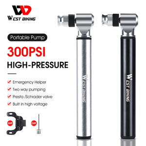 Pompe à vélo portable haute pression WEST BIKING, pompe à air manuelle pour vélo, gonfleur de ballon, mini pompe à vélo manuelle, patch pour pneu de vélo <span class=keywords><strong>VTT</strong></span> - Product Image 2