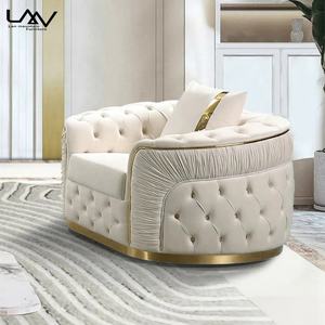 أريكة عصرية فاخرة من الذهب الوردي ، أريكة تشيسترفيلد من القماش المخملي ، مجموعة أثاث غرفة المعيشة والأريكة - Product Image 4