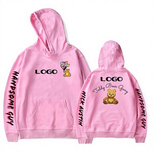 Sudaderas con capucha recortadas de gran tamaño de peso pesado de diseño personalizado sin cuerdas Boxy Drop Shoulder con estampado de hojaldre patrón sólido invierno - Product Image 1