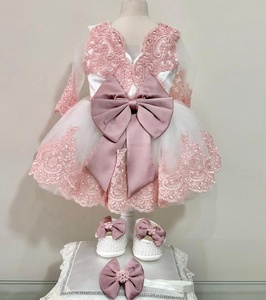 Kids Clothes Wholesale Custom Newborn New Design Modern Luxury Spring Long Sleeve Party Birthday Wedding High Quality <b>White</b> Pink - Product Image 3