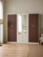 Armoire en acier réglable à 6 portes kd, meuble pour enfants, armoire verrouillable pour vêtements avec miroir, chambre à coucher avec tiroir