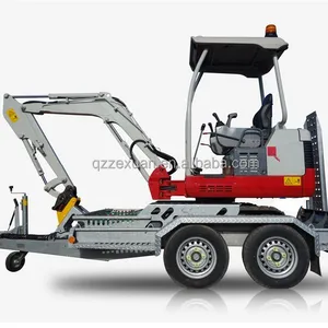 Small Mini Excavator Trailer Tandem Trailer For Excavator Steel Customization Car Trailer Hot Dip Galvanized Finish Double Axle