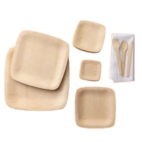 Assiettes jetables en bambou rondes et carrées 100% naturelles, écologiques et compostables pour les fêtes, les mariages et les événements de restauration