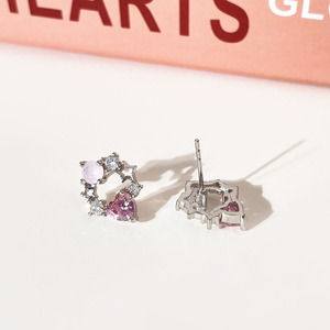 Hot Sale Cute Designer 18K Gold Plated Pink Cubic Zirconia Star Heart <b>Earrings</b> for Women - Product Image 5