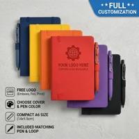 Carnet de notes A6 en cuir PU épaissi avec logo personnalisé imprimé UV et stylo assorti, ensemble cadeau promotionnel pour entreprise