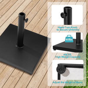 Base de parasol JH-Mech résistante à la rouille, support extérieur en béton, stable, carré, en acier noir, <span class=keywords><strong>pour</strong></span> parasol de patio en ciment - Product Image 3