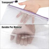 Pochette à fermeture éclair en maille imperméable polyvalente personnalisée sac de rangement organisateur de documents de voyage en PVC avec impression de logo