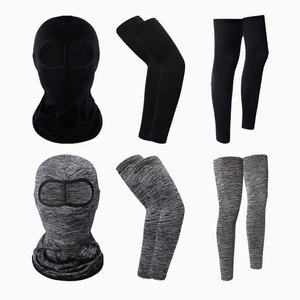 Men's Ice Silk Sun Protection Combo Face Cover Arm Sleeves <b>Leg</b> <b>Warmers</b> Anti Uv Outdoor Cycling Gear Solid Color - Product Image 4