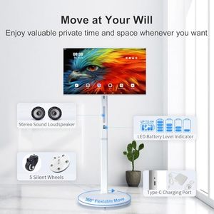 21.5 Inch 4GB+64GB Smart Display LED Full HD Touch Screen <b>TV</b> White Removable Rechargeable LCD <b>Portable</b> Outdoor Smart <b>TV</b> - Product Image 4