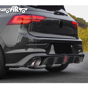 Diffuseur arrière en plastique aspect carbone style CS avec LED pour VW Golf 8 Golf8.5 GTI/R Line/GTE, sortie d'échappement simple gauche/droite - Product Image 4