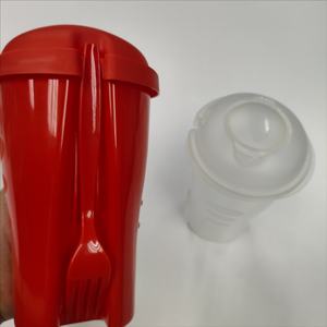 Nueva taza de plástico creativa personalizada para <span class=keywords><strong>desayuno</strong></span>, ensalada de frutas con tapa de tenedor, <span class=keywords><strong>tazas</strong></span> de té y platillos - Product Image 6