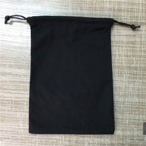 Pochette cadeau en toile de coton écologique noire personnalisée avec cordon de serrage et cordon ciré pour rangement et organisation - Product Image 3