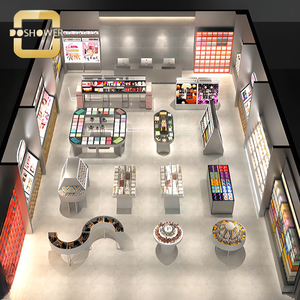 Support de vernis à ongles rectangulaire en bois autoportant gris de conception personnalisée Présentoir de magasin d'articles de toilette en acrylique pour étagère de rangement - Product Image 6