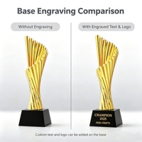 Trophée personnalisé en cristal torsadé doré, récompense gravée pour les employés excellents, souvenir de la réunion annuelle