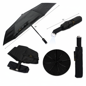 <b>Automatic</b> 39" Black <b>Umbrella</b> Flash Light 60PCS/CS Semi-<b>Automatic</b> Travel <b>Umbrella</b> High Wind Resistance 8K Rain Protection - Product Image 2