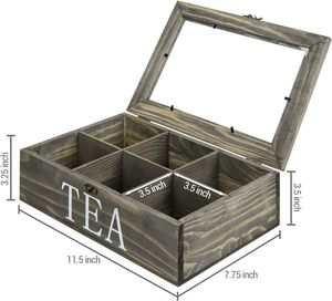 Trong Suốt Acrylic Lật Nắp Bằng Gỗ Hộp Trà Với 9 Khe Cắm Nước Bề Mặt Vết Gỗ Thông Teabag Lưu Trữ Hộp - Product Image 3