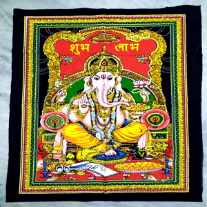 Nouvelle tapisserie murale en coton tricotée avec des perles de sequins imprimées Lord Ganesha, lavable, fournisseur en gros d'Inde - Product Image 1