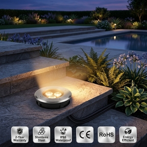 Paysage Ip68 Extérieur En Acier Inoxydable DMX512 Contrôle 3w Rgb Reassed Rond dans Le Pont Au Sol Led Lumière Souterraine pour <span class=keywords><strong>Piscine</strong></span> De Jardin - Product Image 1