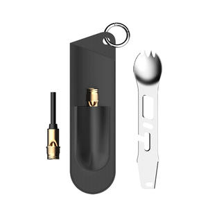 Juego de Cubiertos Multifunción para Exteriores con Silbato, Encendedor, Bolsa, Herramienta EDC, Cuchillo, Tenedor, Cuchara, Acero Inoxidable, Equipo de Viaje Compacto - Product Image 4