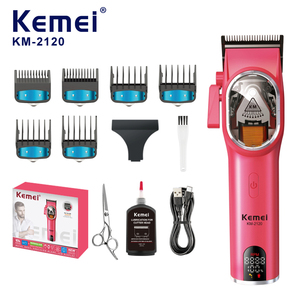Cortadora de Pelo KEMEI Km-2120, Inalámbrica, Recargable, con Batería de 10w, DLC, 9000 RPM, Color Rojo - Product Image 1