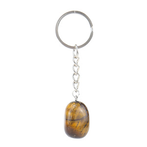 HZ Handmade promotional fashion creative genuine tumbled crystal stone yellow tiger eye key chain