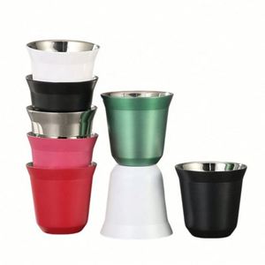Verres à shot en acier inoxydable de 80 ml et 160 ml, tasses à expresso pour café chaud et bière froide, écologiques, avec logo personnalisé, vente en gros - Product Image 2