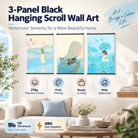 Peinture au pistolet PVC personnalisée, illustration esthétique moderne, stock US, livraison rapide en 48h, 3 pièces, art mural noir à suspendre