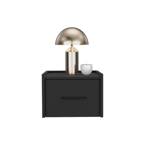 <b>Floating</b> <b>Nightstand</b> Black Wall Mount With Drawer And Surface For Bedroom Storage - Product Image 5