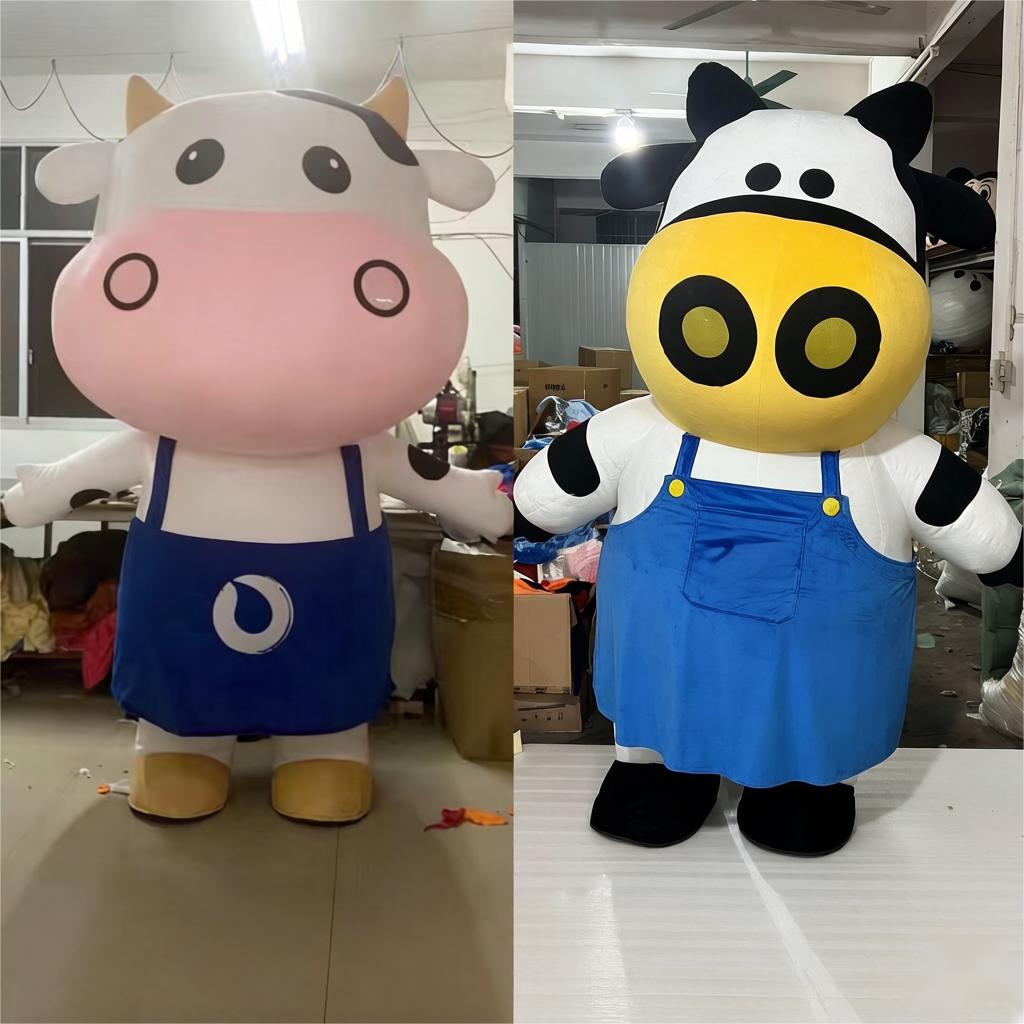 【新品未使用】デラックス プラッシュ ブル 牛 マスコット コスチューム 大人用 高品質大人牛コスチューム：ビジネス購買者向け。丈夫で目を引くデザイン