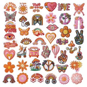 للبيع بالجملة بقع صيفية مطرزة برتقالية وردية عباد الشمس مكواة على بقع تطريز لتزيين ملابس الأطفال - Product Image 1