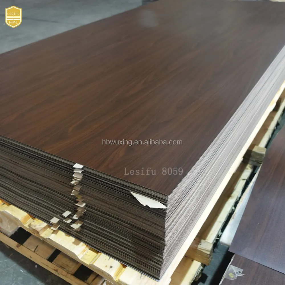 Lesfu-panel de laminados hpl, Papel kraft de nogal, grano de madera, 8059