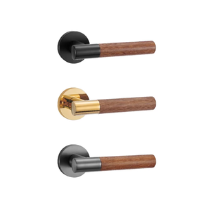 Modern European Kitchen <strong>Door</strong> Lever Satin Aluminium Knurled Wood Handle Premium Brass for Home Hotel Office Apartment Villa Use - Product Image 3