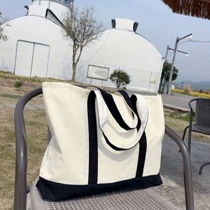 Bolsa de Lona con Diseño de Empalmes a la Moda, Bolsa de Compras de Lona Ecológica y Duradera, Bolsa de Mano de Lona de Algodón Reciclado con Logotipo Impreso Personalizado - Product Image 4