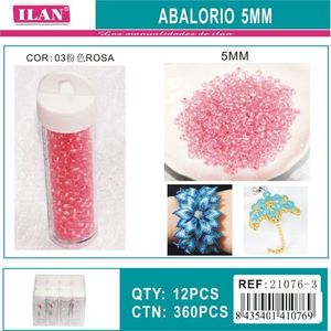 ILAN Abalorio Perline rosa da 5 mm per la creazione di gioielli, 12 pezzi per tubo - Product Image 1